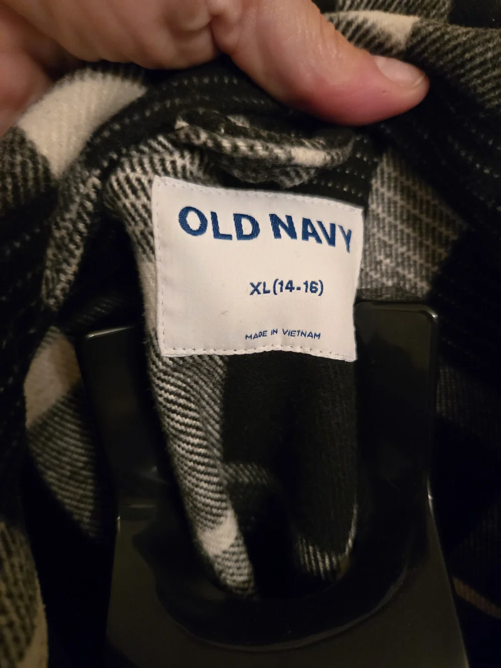 Old Navy Black & White Plaid Button-Up Kids Shirt Jacket